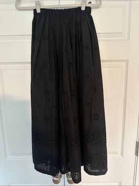 Scanlan Theodore Black Eyelet Maxi Skirt